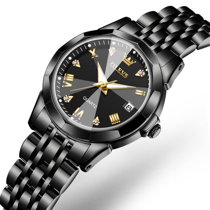 OLEVS Watches Women with Date Silver Stainless Steel Luxury Ladies Watches with Small Writs Diamond Watches for Women Waterproof Elegant Dress Quartz Analog Women's Wrist Watches Reloj de Mujer