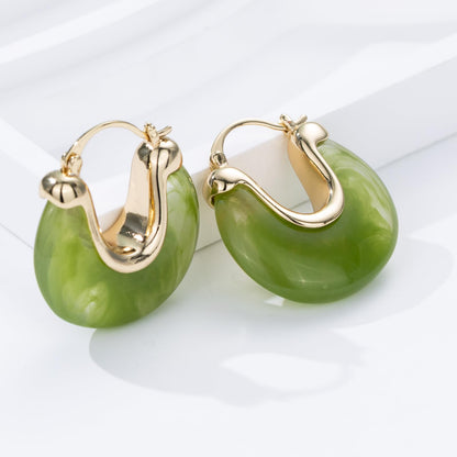 Chunky Gold Resin Hoop Earrings Leverback Statement Huggie Hoops Dangle Drop Dressy Earring Prom Festival Vacation Jewelry for Women