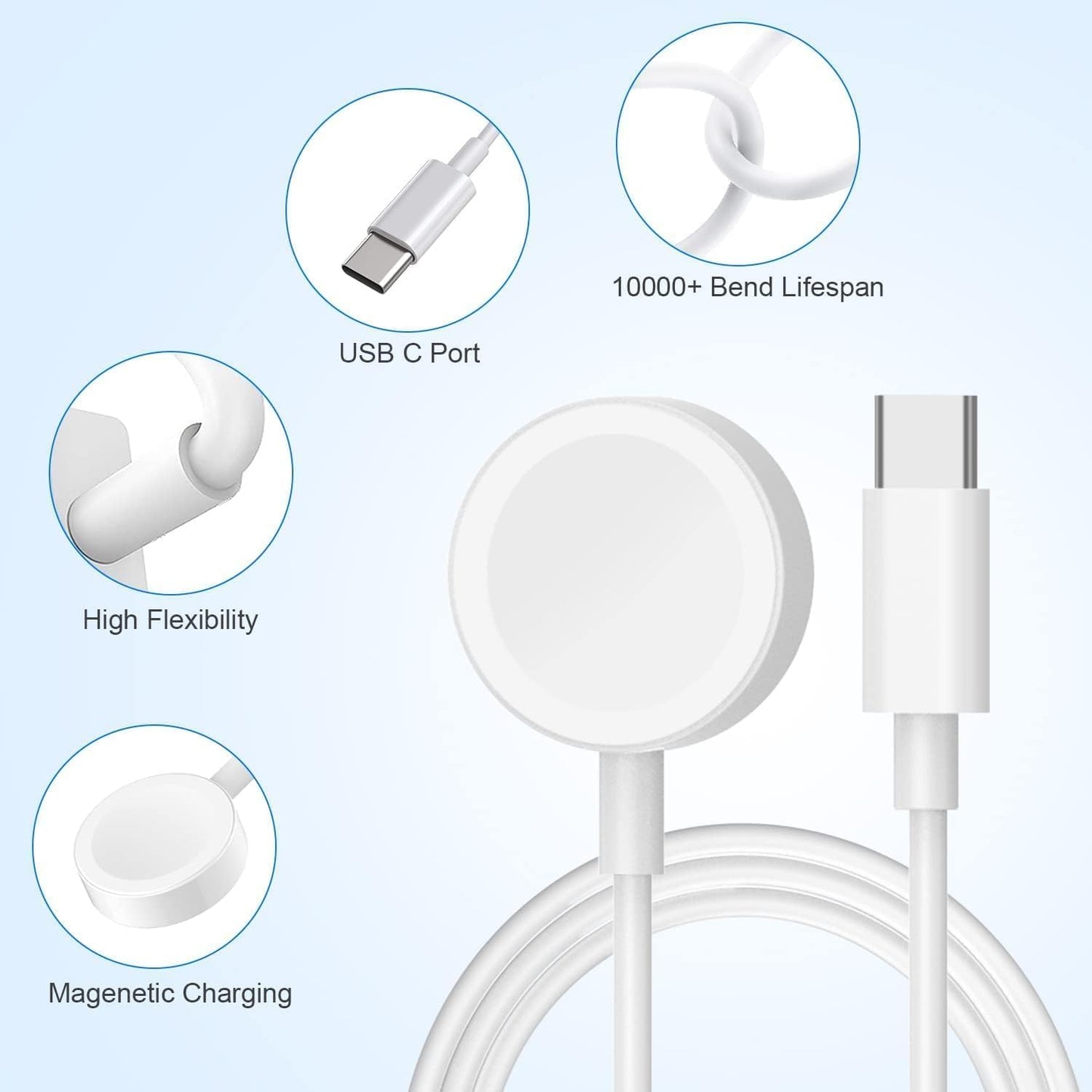 Fast Charger for Apple Watch Charger, USB C 20W iPhone Watch Charger Plug Adapter & Long 6.6FT iWatch Portable Wireless Fast Charging Cable Cord Compatible with Apple Watch Series 9/8/7/SE/6/5/4/3/2/1
