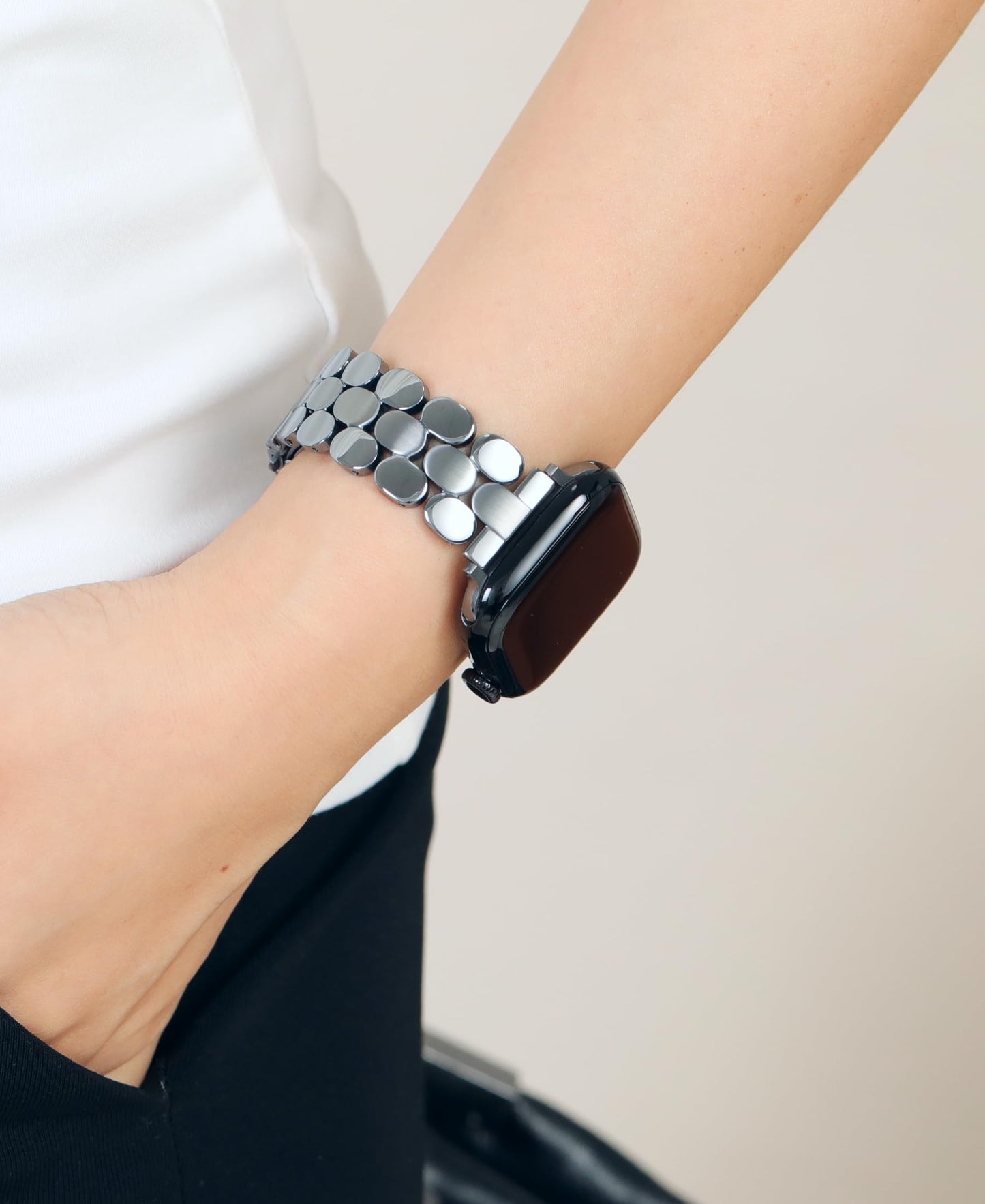 Designer Band for Apple Watch 40mm 41mm 42mm 38mm 44mm 45mm 46mm 49mm for Women, Stainless Steel Dressy Bands Compatible with Apple Watch Series 11,10,Se,9,8,7,6,5,4,3,2,1 for iWatch