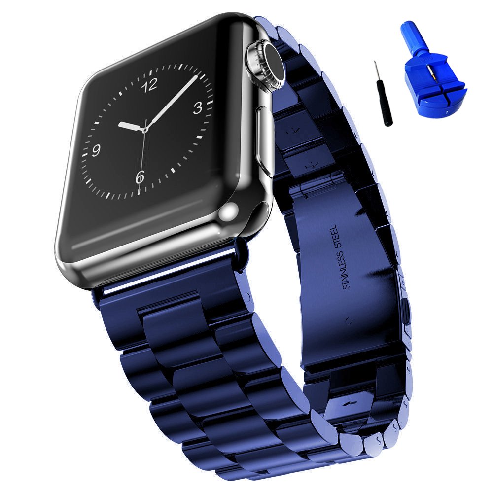 Seven Band Solid Stainless Steel for Apple Watch for Women | Compatible with Apple Watch Band 42mm/41mm/40mm/38mm, Metal Strap for Iwatch Series 11-1/SE 1-3 Women and Men, Gold Silver.