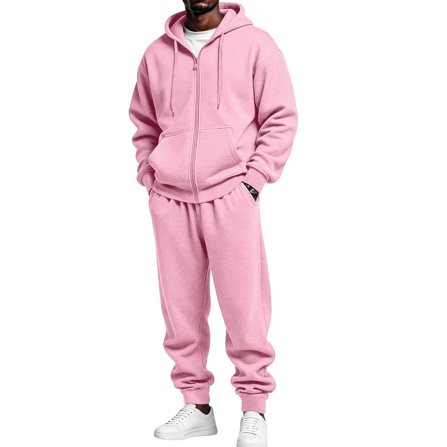 Jogger Sweatpants Matching Outfit For Men 2 Piece Sweat Suits Full Zip Up Hooded Tracksuit Soft Fleece Set