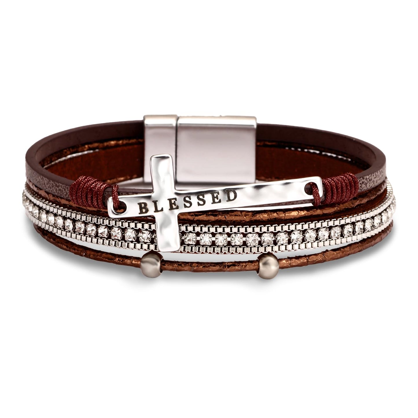 Fesciory Leopard Bracelet for Women, Boho Leather Wrap Multi-Layer Pearl Crystal Bracelet Bangle Jewelry