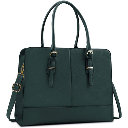Laptop Bag for Women 15.6 Inch Leather Work Tote Briefcase Business Computer Shoulder Bag Large Capacity Waterproof Office Messenger Handbag Professional Teacher Nurse Carryall