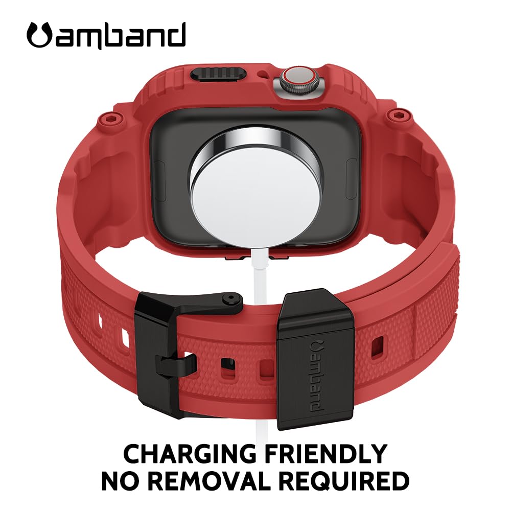 amBand Bands Compatible with Apple Watch 9/8/7 45mm, M1 Sport Series Rugged Case Protective Cover for iWatch 6/SE (3/2/1)/5/4/3 44mm Men Green