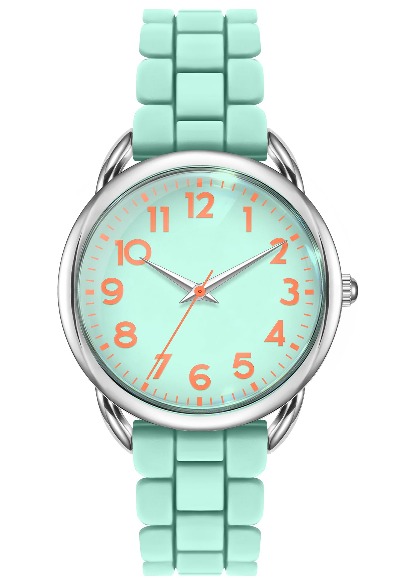 Bisley 35MM Watches for Women Big Face Easy Reader Silicone Strap Water Proof