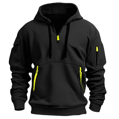 RTTUIOP Hoodies for Men Quarter Zip Pullover Tactical Sweatshirt Vintage Long Sleeve Casual Fashion Hoodie With Pockets