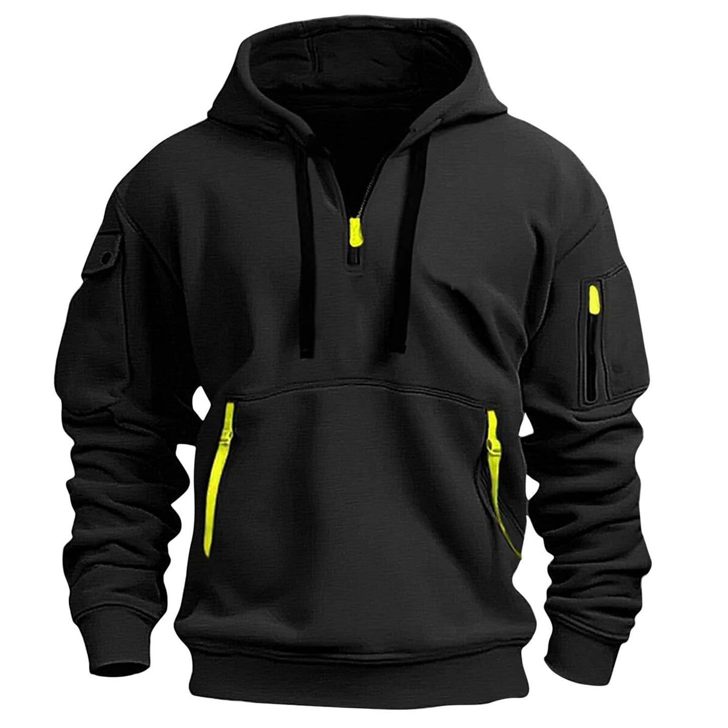 RTTUIOP Hoodies for Men Quarter Zip Pullover Tactical Sweatshirt Vintage Long Sleeve Casual Fashion Hoodie With Pockets