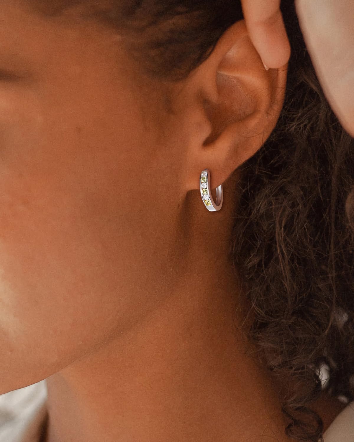 14K Gold Plated/925 Sterling Silver Birthstone Hoop Earrings for Women | 18mm Created Gemstone Hoops,Hypoallergenic and Lightweight,Birthday Mother's Day Jewelry(with Gift Box)