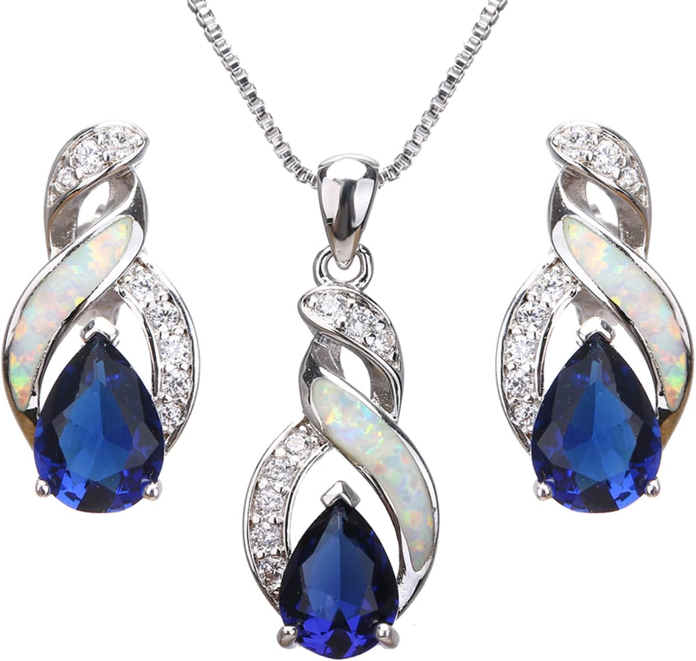 Jewelry Sets Australian Created Opal Necklace Earrings Jewelry for Mom