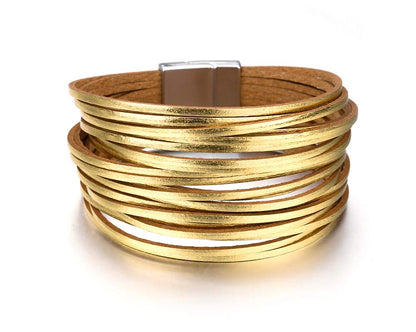 Fesciory Leather Wrap Bracelets for Women, Boho Western Layered Jewelry | Layered leather cuff bracelets, Easy on and off, Boho western style, Daily wear, Gift for women