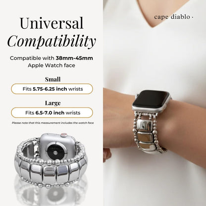 Cape Diablo Handmade Gemstone Watch Band for Women Compatible with Apple Watch 38mm 40mm 41mm 42mm 44mm 45mm, Boho Stretchable Strap Fits for iWatch Series 11/10/9/8/7/6/5/4/3/2/1 SE 3/2/1
