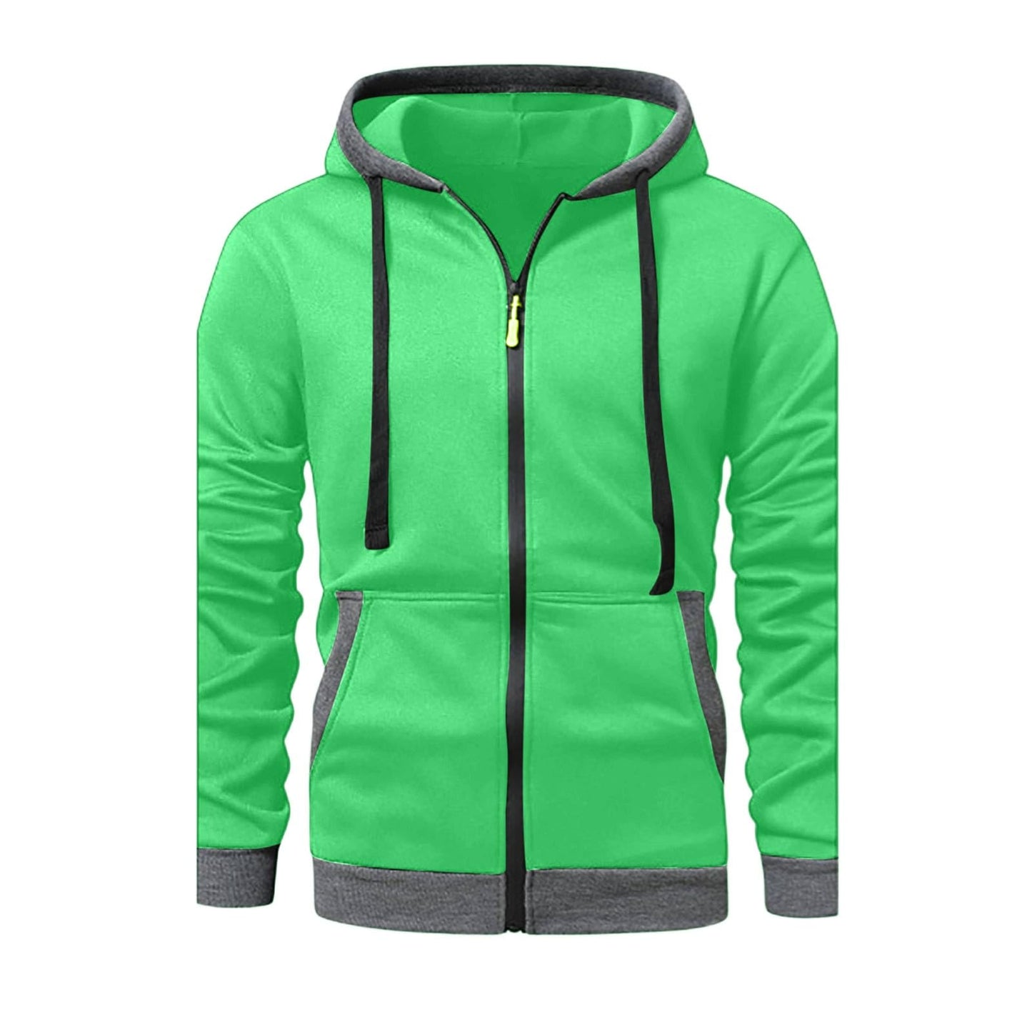 JOAU Men Casual Heavyweight Zip Long Sleeve Hooded Sweatshirt with Pockets | Fall Winter Thickened Warm Fashion Tops for Baggy Sweat Running Trendy Comfy Outdoor Travel Vacation Wear