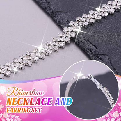Unicra Black Jewelry Sets Rhinestone Necklace Hoop Earrings Bracelet Set Prom Formal Sparkly Costume Jewelry Sets for Women