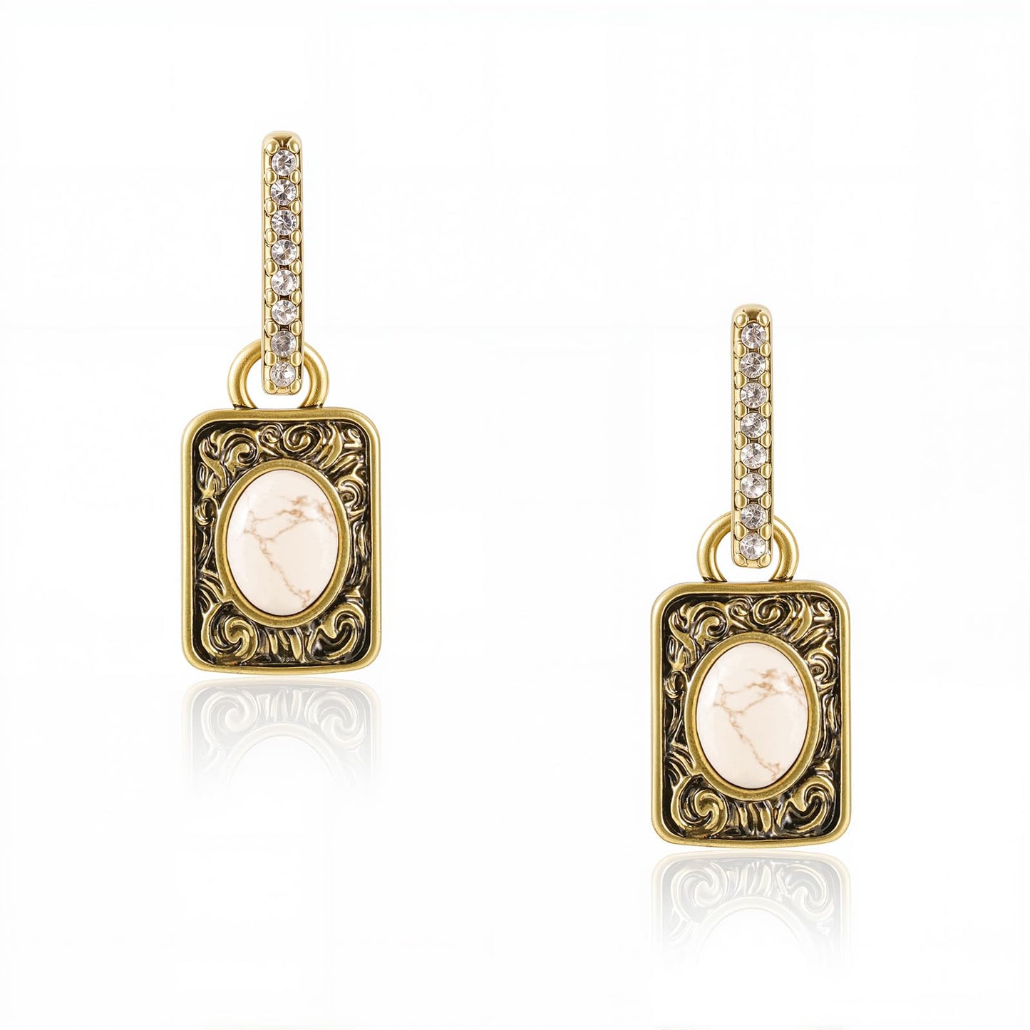 Wrangler Couture Turquoise Jewelry for Women, Square Turquoise Earrings | 14K Gold & Silver Plating, Western Jewelry, Western Country Earrings with Gift Box