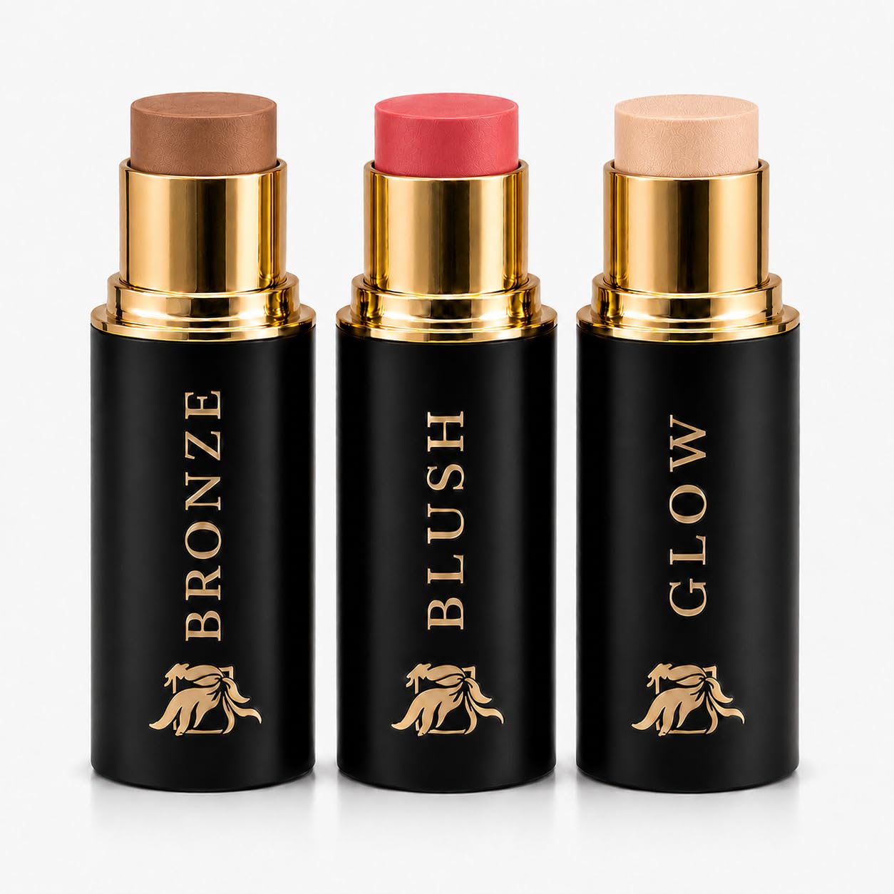 Cream Contour Stick Set – Blush, Bronzer & Highlighter Trio | Hydrating, Buildable, High-Pigment Makeup with Shea Butter & Vitamin E | Phoenix Beauty Gift Set (Enchanted)