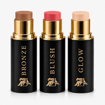 Cream Contour Stick Set – Blush, Bronzer & Highlighter Trio | Hydrating, Buildable, High-Pigment Makeup with Shea Butter & Vitamin E | Phoenix Beauty Gift Set (Enchanted)