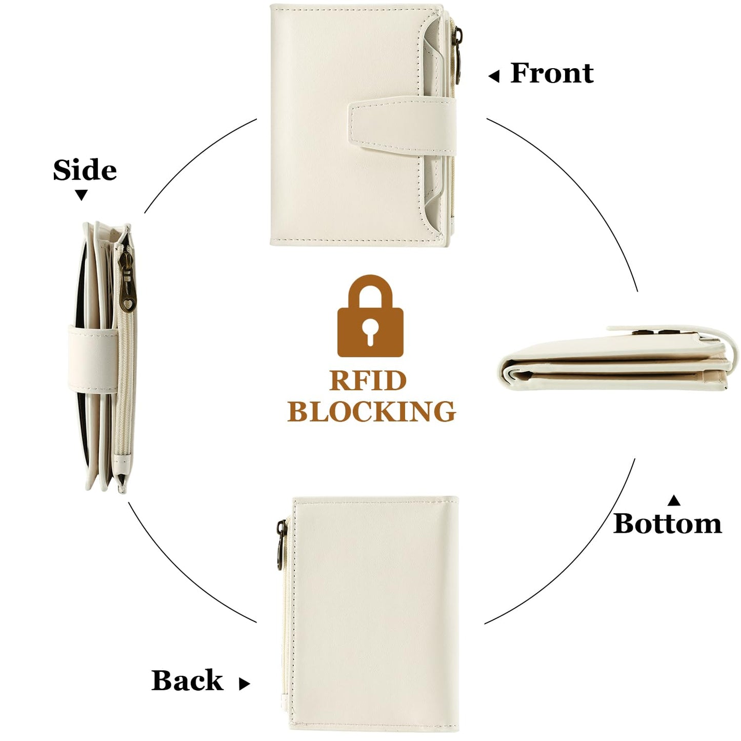 Airkit Small Wallet Women RFID Blocking Soft Leather Bifold Compact Card Holder Wallet for Women with Zipper Coin Pocket 4 ID Window