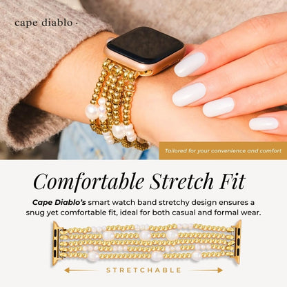 Cape Diablo Handmade Gemstone Watch Band for Women Compatible with Apple Watch 38mm 40mm 41mm 42mm 44mm 45mm, Boho Stretchable Strap Fits for iWatch Series 11/10/9/8/7/6/5/4/3/2/1 SE 3/2/1