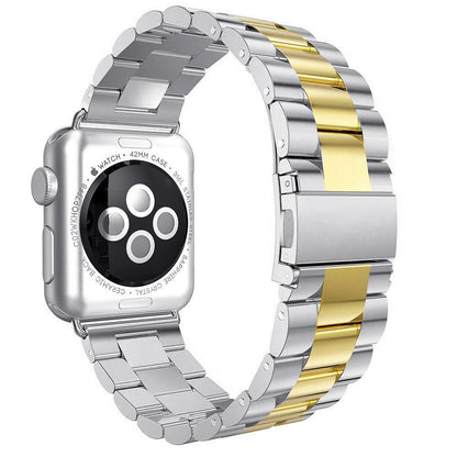 Seven Band Solid Stainless Steel for Apple Watch for Women | Compatible with Apple Watch Band 42mm/41mm/40mm/38mm, Metal Strap for Iwatch Series 11-1/SE 1-3 Women and Men, Gold Silver.