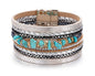 Fesciory Leather Wrap Bracelets for Women, Boho Western Layered Jewelry | Layered leather cuff bracelets, Easy on and off, Boho western style, Daily wear, Gift for women