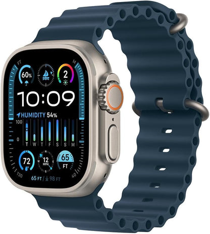 Apple Watch Ultra 2 [GPS + Cellular, 49mm] - Titanium Case with Blue Ocean Band, One Size (Renewed Premium)