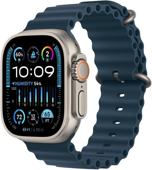 Apple Watch Ultra 2 [GPS + Cellular, 49mm] - Titanium Case with Blue Ocean Band, One Size (Renewed Premium)