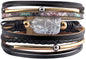 Fesciory Leather Wrap Bracelets for Women, Boho Western Layered Jewelry | Layered leather cuff bracelets, Easy on and off, Boho western style, Daily wear, Gift for women