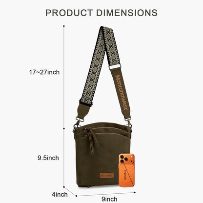 Montana West Multi Zip Pocket Crossbody Bag With Guitar Strap