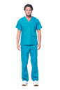 Dagacci Medical Uniform® Men's V-Neck Cargo Scrubs | Cotton Blend, Matching Top and Cargo Pants Set, 8 Pockets, Elastic Drawcord Waistband, for Men in Healthcare