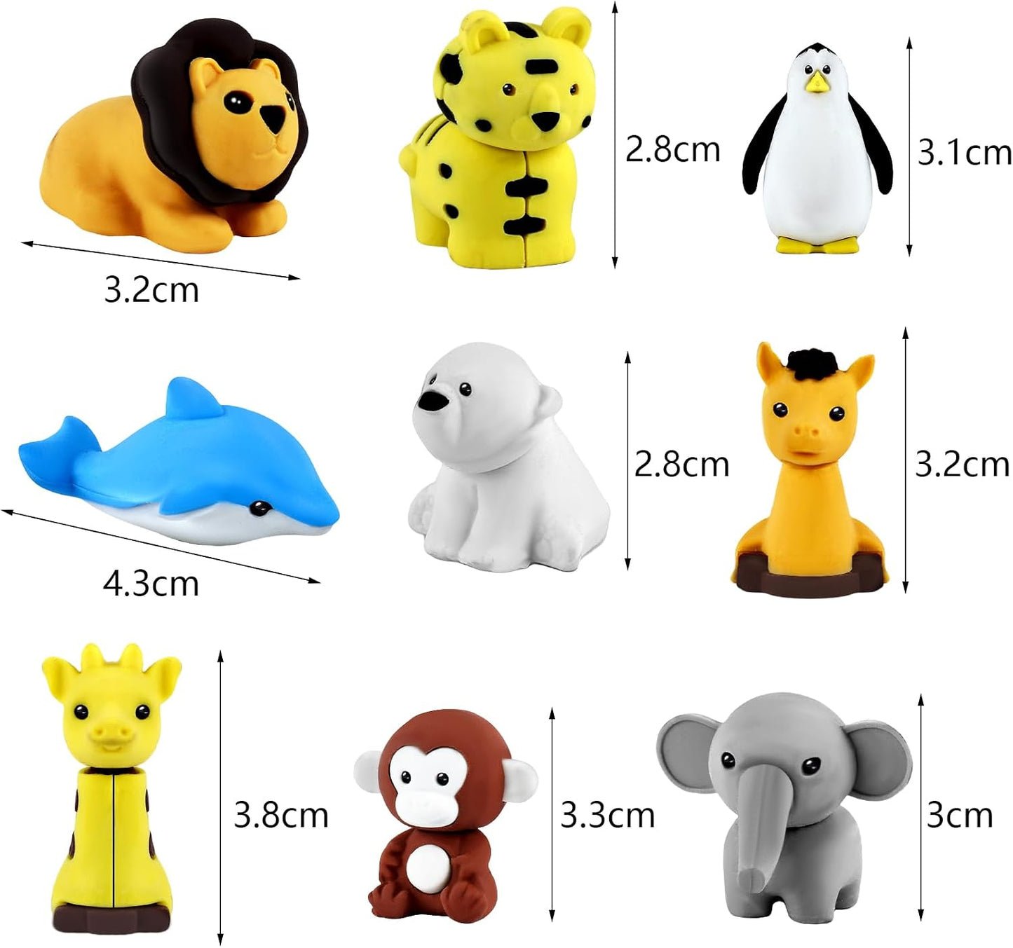 URSKYTOUS 60Pcs Animal Erasers Desk Pets for Kids,Classroom Prizes | Bulk Puzzle Erasers Toys,Party Favors,Back to School,Treasure Chest,Goodie Bag Stuffers,Easter Egg Fillers,Stocking Stuffers