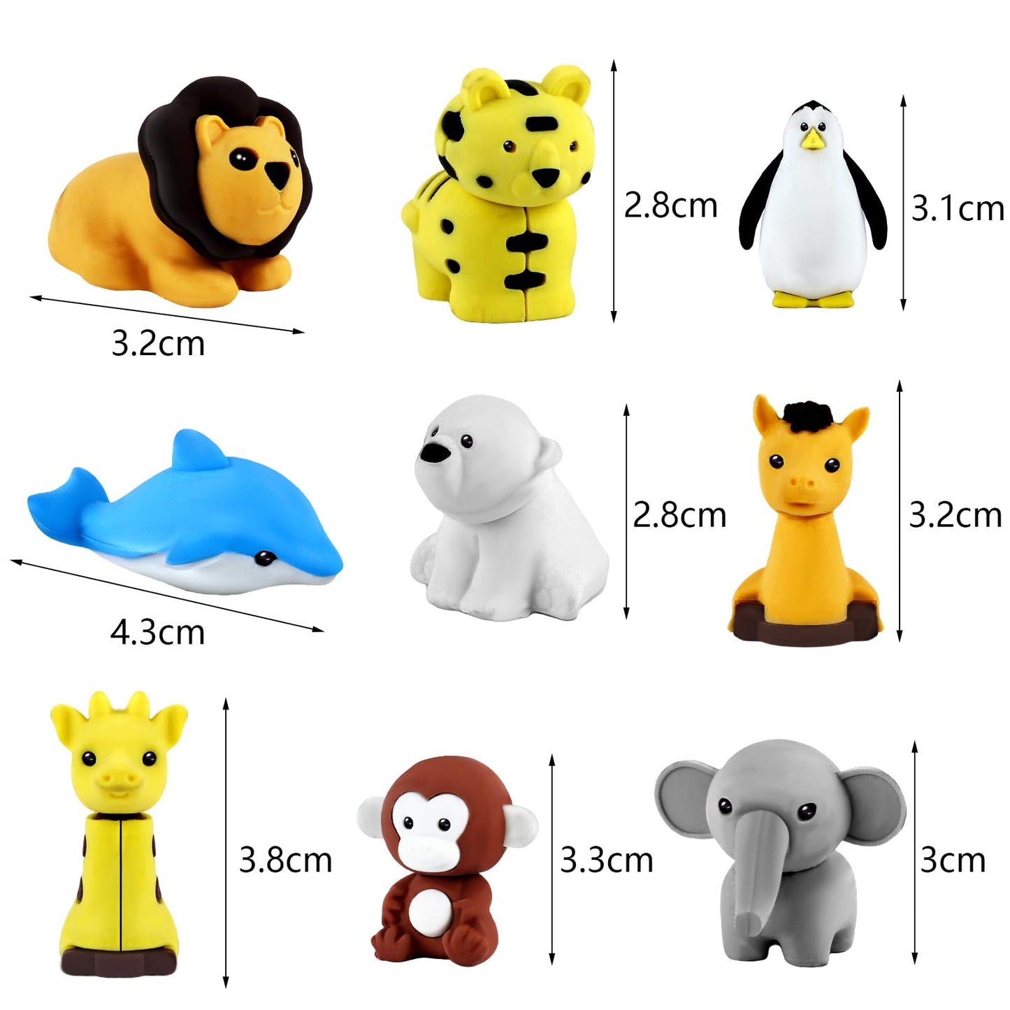 URSKYTOUS 60Pcs Animal Erasers Desk Pets for Kids,Classroom Prizes | Bulk Puzzle Erasers Toys,Party Favors,Back to School,Treasure Chest,Goodie Bag Stuffers,Easter Egg Fillers,Stocking Stuffers