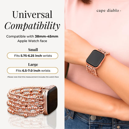 Cape Diablo Handmade Gemstone Watch Band for Women Compatible with Apple Watch 38mm 40mm 41mm 42mm 44mm 45mm, Boho Stretchable Strap Fits for iWatch Series 11/10/9/8/7/6/5/4/3/2/1 SE 3/2/1
