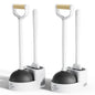Sellemer Toilet Brush and Plunger Set, Curved Design Head for Deep Cleaning, Heavy Duty Toilet Bowl Brush and Plunger Combo with Holder for Bathroom Cleaning, Black, 2 Pack