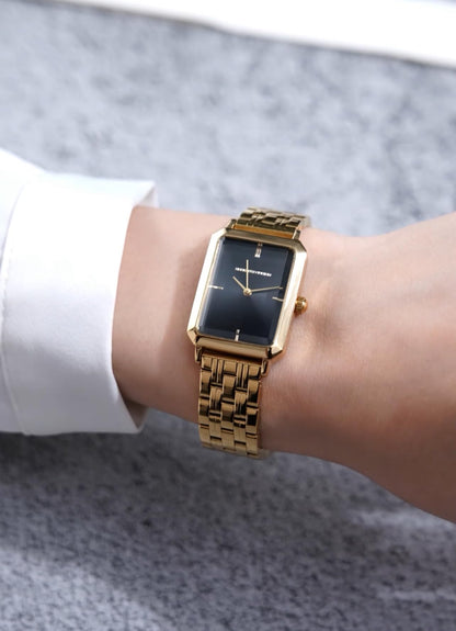 Roberto Marino RM1982 Women’s Luxury Watch Rectangular Gold – Japanese Quartz Movement, Vintage Stainless Steel Design, Silver Dial, Elegant Dress Timepiece, 3ATM Water Resistant – Reloj para Mujer