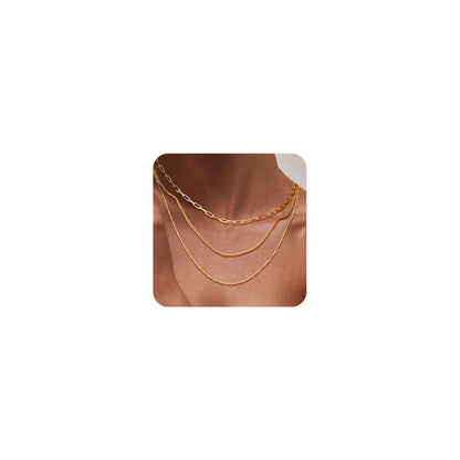 3PCS Gold Necklaces for Women,Chunky Statement Gold Plated Necklace Stack Layered Sterling Silver Herringbone Chains for Women Dainty Trendy Silver Chains Stacked Jewelry Gifts