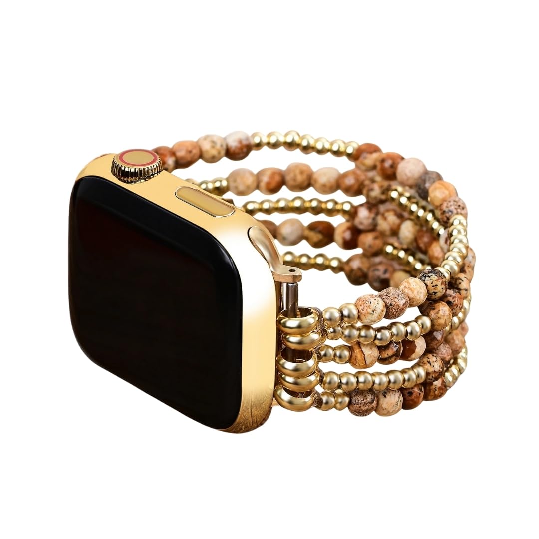 Cape Diablo Handmade Gemstone Watch Band for Women Compatible with Apple Watch 38mm 40mm 41mm 42mm 44mm 45mm, Boho Stretchable Strap Fits for iWatch Series 11/10/9/8/7/6/5/4/3/2/1 SE 3/2/1