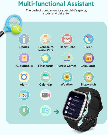 RUXINGX Kids Smart Watch No APP, 1.52" Smart Watch for Kids with Camera,Puzzle Games,Heart Rate, Sleep Monitor,Music Player,Pedometer,Fitness Trackers Smartwatch for Girls Boys Teens 3-12(Blue)