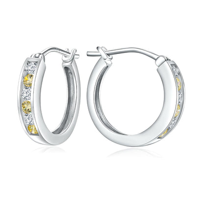 14K Gold Plated/925 Sterling Silver Birthstone Hoop Earrings for Women | 18mm Created Gemstone Hoops,Hypoallergenic and Lightweight,Birthday Mother's Day Jewelry(with Gift Box)