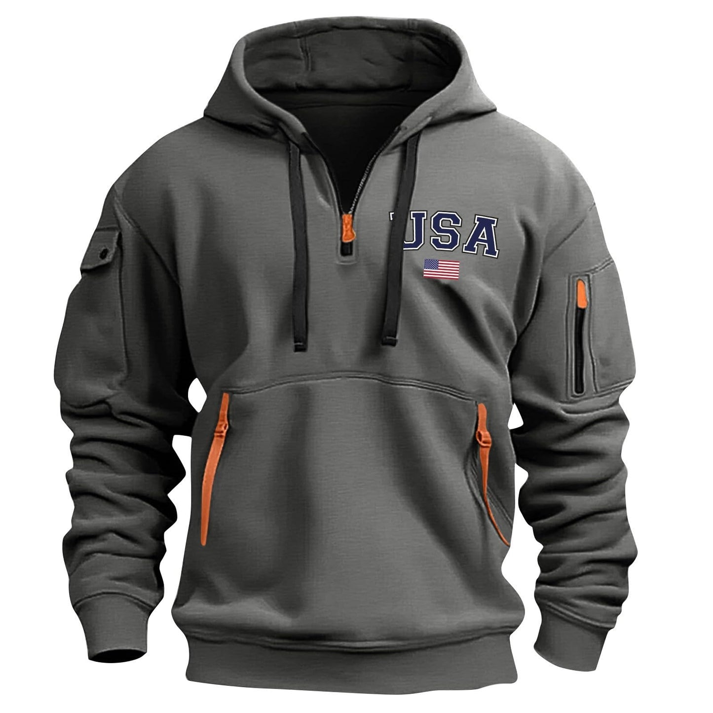 RTTUIOP Hoodies for Men Quarter Zip Pullover Tactical Sweatshirt Vintage Long Sleeve Casual Fashion Hoodie With Pockets