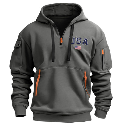RTTUIOP Hoodies for Men Quarter Zip Pullover Tactical Sweatshirt Vintage Long Sleeve Casual Fashion Hoodie With Pockets