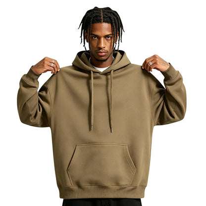 Men Hoodie Sweatshirt Pullover with Kangaroo Pocket Lightweight Casual Hooded Top Apparel for Spring Fall Wear