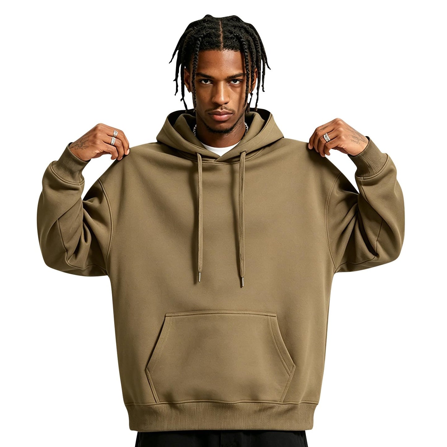 Men Hoodie Sweatshirt Pullover with Kangaroo Pocket Lightweight Casual Hooded Top Apparel for Spring Fall Wear