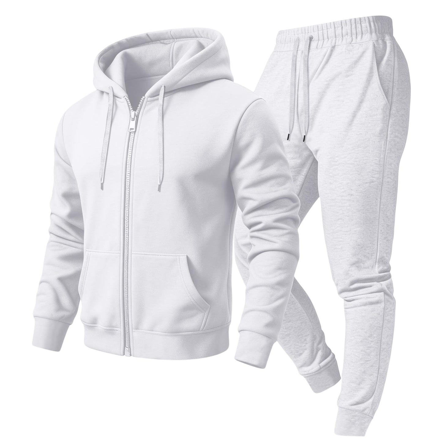 Jogger Sweatpants Matching Outfit For Men 2 Piece Sweat Suits Full Zip Up Hooded Tracksuit Soft Fleece Set