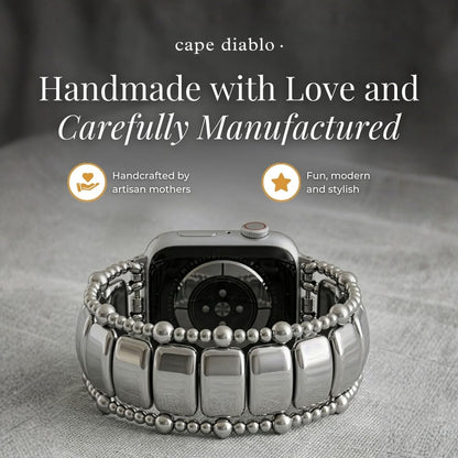 Cape Diablo Handmade Gemstone Watch Band for Women Compatible with Apple Watch 38mm 40mm 41mm 42mm 44mm 45mm, Boho Stretchable Strap Fits for iWatch Series 11/10/9/8/7/6/5/4/3/2/1 SE 3/2/1