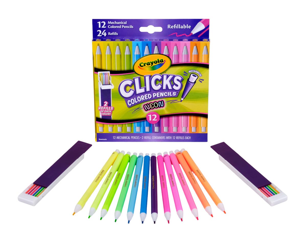 Crayola Clicks Retractable Tip Markers (10ct), Washable Cone Tip Art Marker Set, Cute Aesthetic School Supplies, Classroom Must Haves, Ages 3+