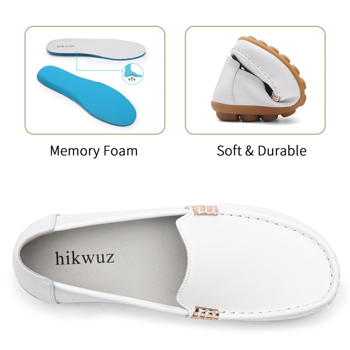 Women's Comfortable & Lightweight Leather Loafers Slip-Ons Driving Walking Mocs Boat Shoes Cute Business Casual Dress Shoes Work Flats for Women