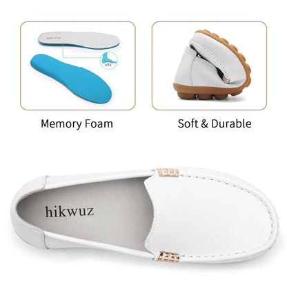Women's Comfortable & Lightweight Leather Loafers Slip-Ons Driving Walking Mocs Boat Shoes Cute Business Casual Dress Shoes Work Flats for Women