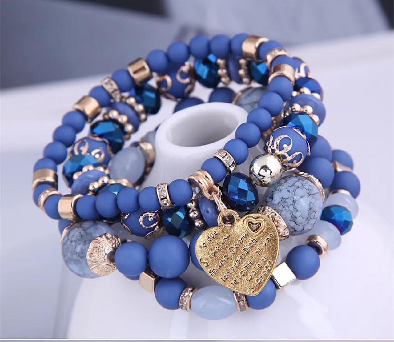 Women Beaded Bracelet Set | Colorful Boho Stackable Trendy Design with Crystal Accents Multilayer Bangle Bracelet | Fashion Stretch Braclets Jewelry for Women