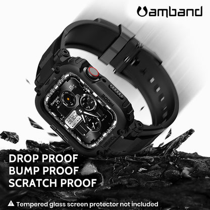 amBand Bands Compatible with Apple Watch 9/8/7 45mm, M1 Sport Series Rugged Case Protective Cover for iWatch 6/SE (3/2/1)/5/4/3 44mm Men Green